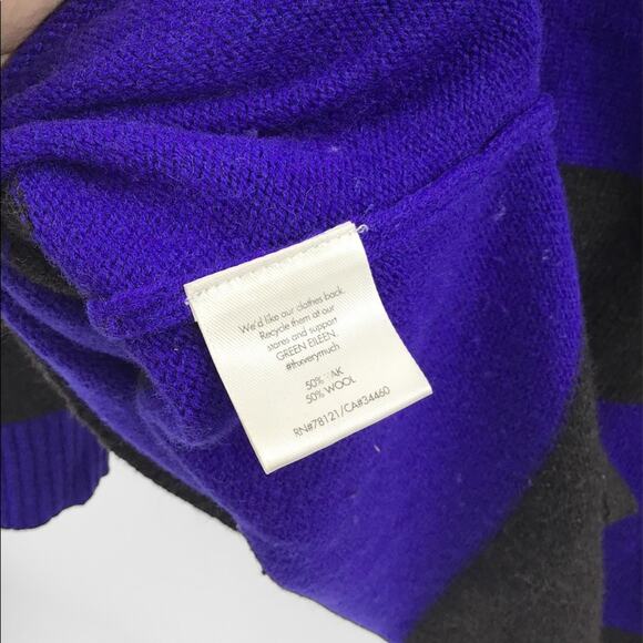 EILEEN FISHER Yak Wool Purple Gray Stripe Sweater - Picture 4 of 6